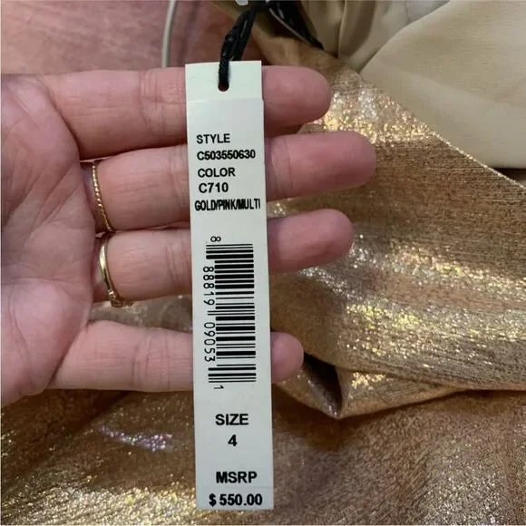 Alice+Olivia Gold Metallic Sleeveless Dress, US8 - Picture 4 of 13